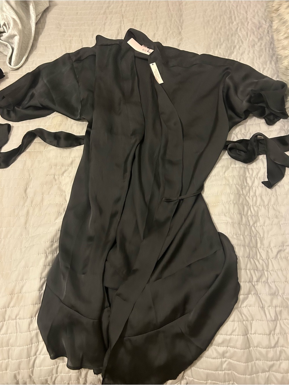 Victoria's Secret Black Satin Wrap Robe